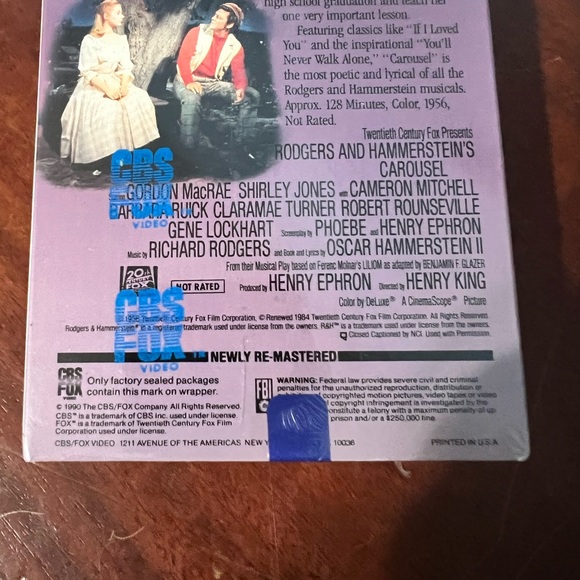 The Rodgers & Hammerstein Carousel VHS New Factory Sealed WATERMARK - Picture 12 of 12